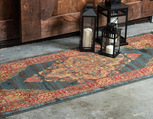 Navy Blue 2' 7 x 7' 1 Sahand Runner Area Rug Affordable Easy Clean Traditional Design Durable Carpet for Home Interior Design Living Room Dining Office for Sale at Rug Engine