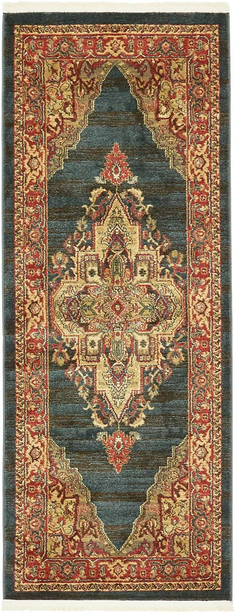 Navy Blue 2' 7 x 7' 1 Sahand Runner Area Rug Affordable Easy Clean Traditional Design Durable Carpet for Home Interior Design Living Room Dining Office for Sale at Rug Engine