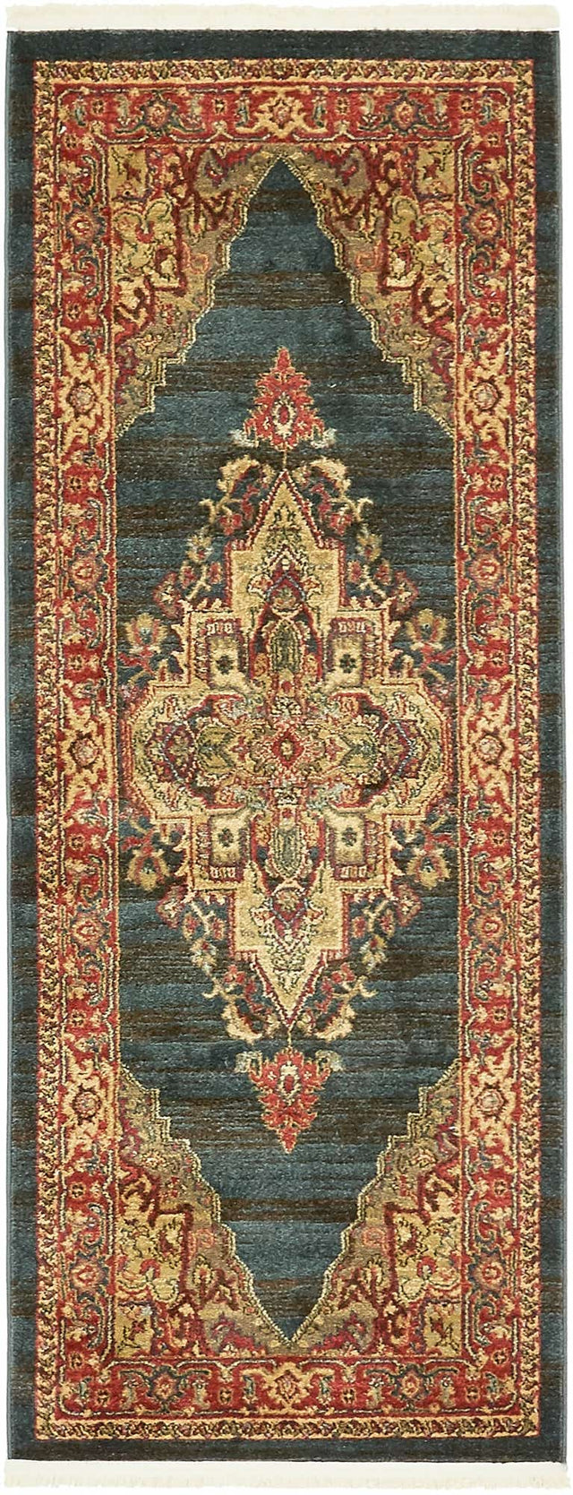 Navy Blue 2' 7 x 7' 1 Sahand Runner Area Rug Affordable Easy Clean Traditional Design Durable Carpet for Home Interior Design Living Room Dining Office for Sale at Rug Engine