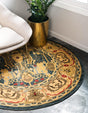 Navy Blue 8' x 8' Sahand Round Area Rug Affordable Easy Clean Traditional Design Durable Carpet for Home Interior Design Living Room Dining Office for Sale at Rug Engine