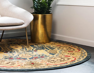 Navy Blue 6' 1 x 6' 1 Sahand Round Area Rug Affordable Easy Clean Traditional Design Durable Carpet for Home Interior Design Living Room Dining Office for Sale at Rug Engine