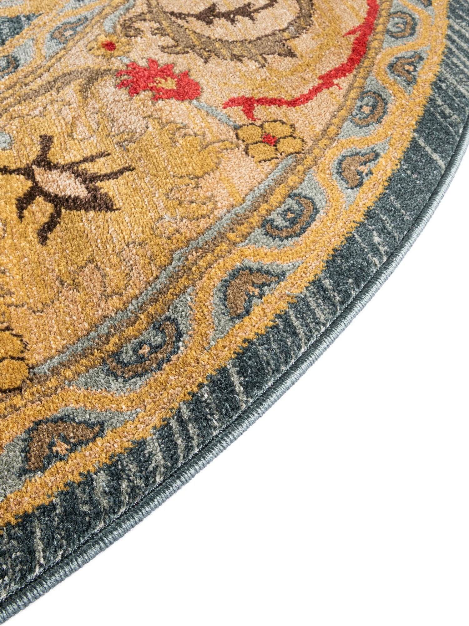 Navy Blue 8' x 8' Sahand Round Area Rug Affordable Easy Clean Traditional Design Durable Carpet for Home Interior Design Living Room Dining Office for Sale at Rug Engine