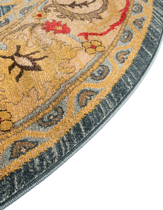 Navy Blue 8' x 8' Sahand Round Area Rug Affordable Easy Clean Traditional Design Durable Carpet for Home Interior Design Living Room Dining Office for Sale at Rug Engine