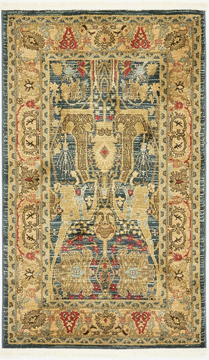 Navy Blue 3' 1 x 5' 3 Sahand Rectangle Area Rug Affordable Easy Clean Traditional Design Durable Carpet for Home Interior Design Living Room Dining Office for Sale at Rug Engine