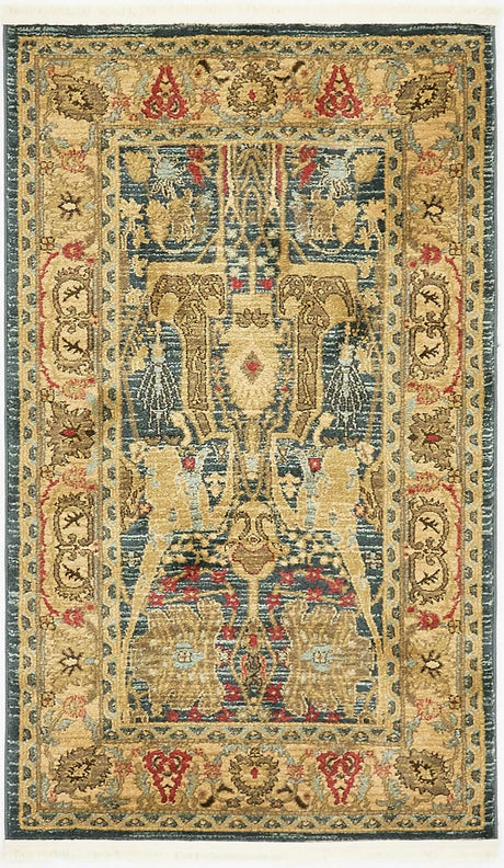 Navy Blue 3' 1 x 5' 3 Sahand Rectangle Area Rug Affordable Easy Clean Traditional Design Durable Carpet for Home Interior Design Living Room Dining Office for Sale at Rug Engine