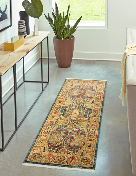 Navy Blue 2' 7 x 7' 1 Sahand Runner Area Rug Affordable Easy Clean Traditional Design Durable Carpet for Home Interior Design Living Room Dining Office for Sale at Rug Engine