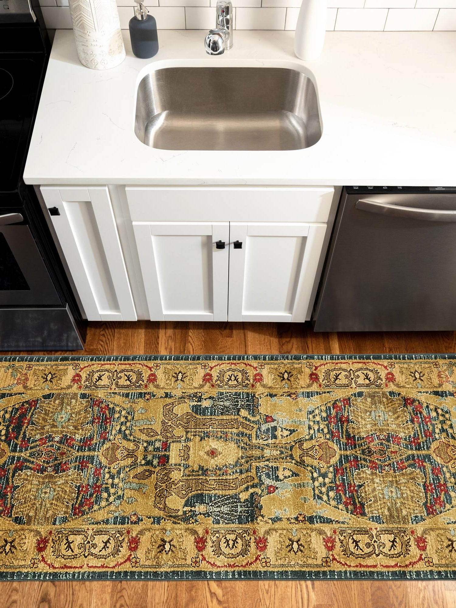 Navy Blue 2' 7 x 10' Sahand Runner Area Rug Affordable Easy Clean Traditional Design Durable Carpet for Home Interior Design Living Room Dining Office for Sale at Rug Engine