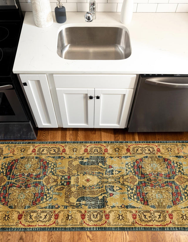 Navy Blue 2' 7 x 10' Sahand Runner Area Rug Affordable Easy Clean Traditional Design Durable Carpet for Home Interior Design Living Room Dining Office for Sale at Rug Engine