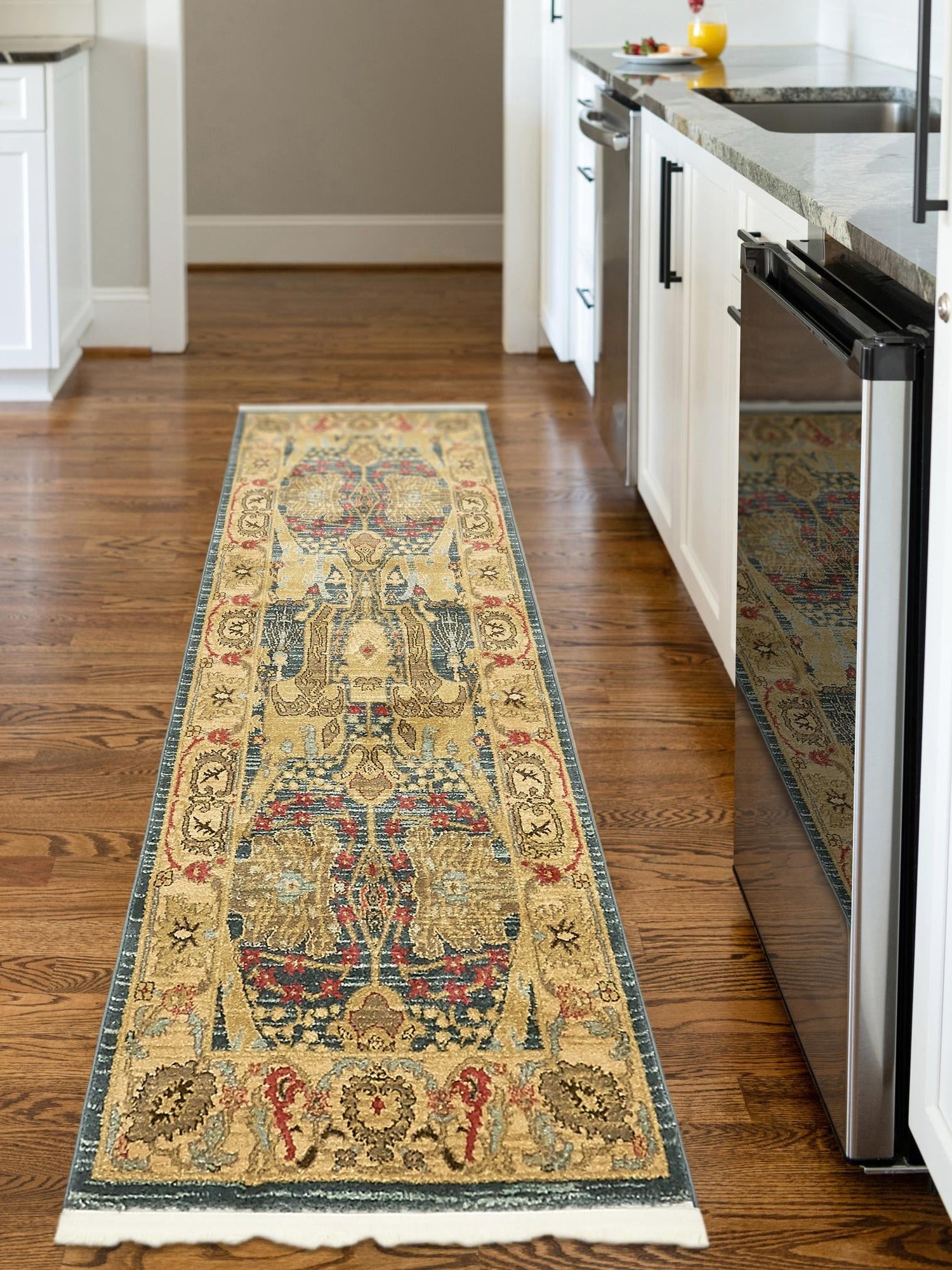 Navy Blue 2' 7 x 10' Sahand Runner Area Rug Affordable Easy Clean Traditional Design Durable Carpet for Home Interior Design Living Room Dining Office for Sale at Rug Engine