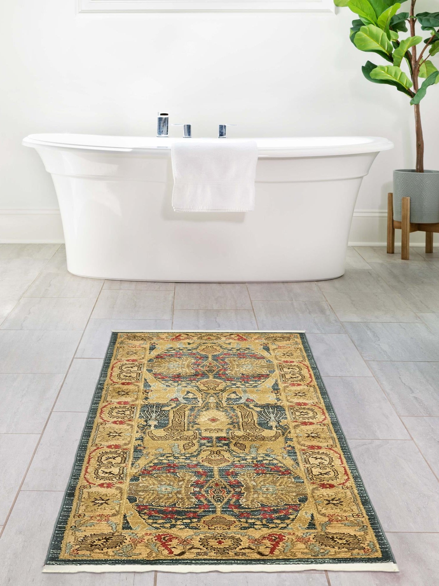 Navy Blue 2' 7 x 10' Sahand Runner Area Rug Affordable Easy Clean Traditional Design Durable Carpet for Home Interior Design Living Room Dining Office for Sale at Rug Engine