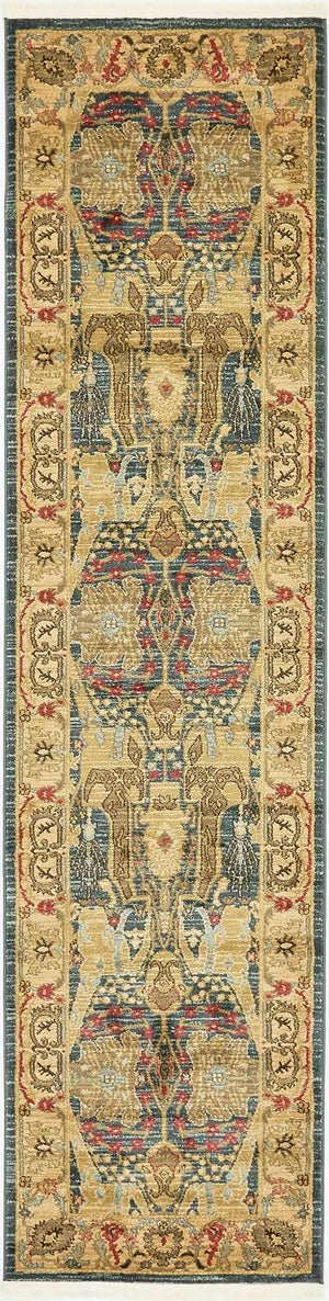 Navy Blue 2' 7 x 10' Sahand Runner Area Rug Affordable Easy Clean Traditional Design Durable Carpet for Home Interior Design Living Room Dining Office for Sale at Rug Engine
