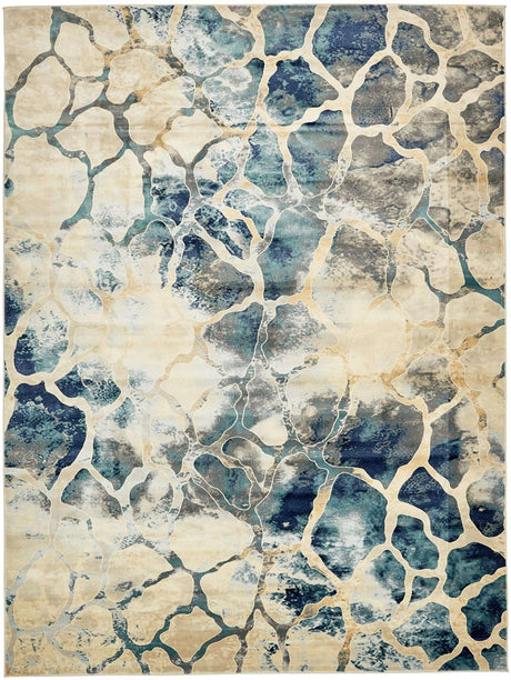 Navy Blue 9' x 12' Mystic Rectangle Area Rug 100% Polypropylene Abstract Modern Carpet for Living Rooms, Dining, Bedrooms, Office for Sale at Rug Engine