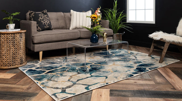 Navy Blue 5' 1 x 8' Mystic Rectangle Area Rug 100% Polypropylene Abstract Modern Carpet for Living Rooms, Dining, Bedrooms, Office for Sale at Rug Engine
