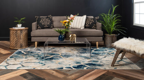 Navy Blue 8' x 10' Mystic Rectangle Area Rug 100% Polypropylene Abstract Modern Carpet for Living Rooms, Dining, Bedrooms, Office for Sale at Rug Engine