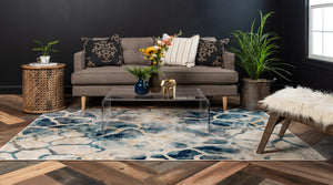 Navy Blue 9' x 12' Mystic Rectangle Area Rug 100% Polypropylene Abstract Modern Carpet for Living Rooms, Dining, Bedrooms, Office for Sale at Rug Engine