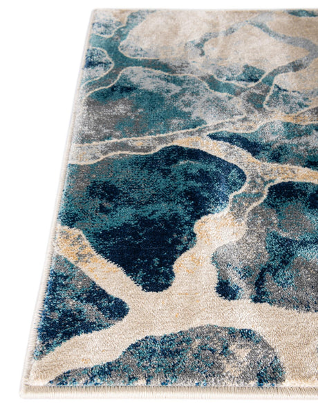 Navy Blue 6' 1 x 9' Mystic Rectangle Area Rug 100% Polypropylene Abstract Modern Carpet for Living Rooms, Dining, Bedrooms, Office for Sale at Rug Engine