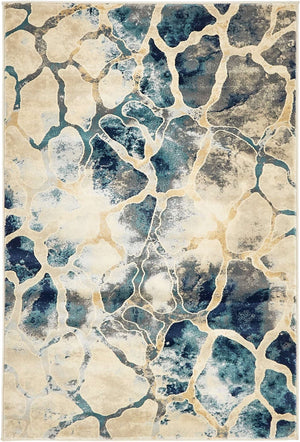 Navy Blue 4' x 6' Mystic Rectangle Area Rug 100% Polypropylene Abstract Modern Carpet for Living Rooms, Dining, Bedrooms, Office for Sale at Rug Engine