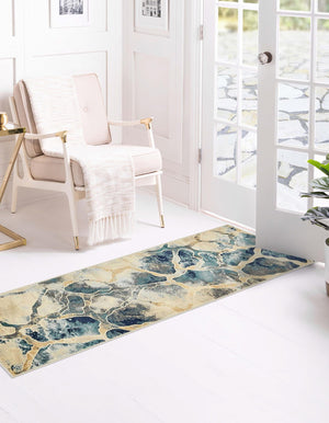 Navy Blue 2' x 5' 1 Mystic Runner Area Rug 100% Polypropylene Abstract Modern Carpet for Living Rooms, Dining, Bedrooms, Office for Sale at Rug Engine
