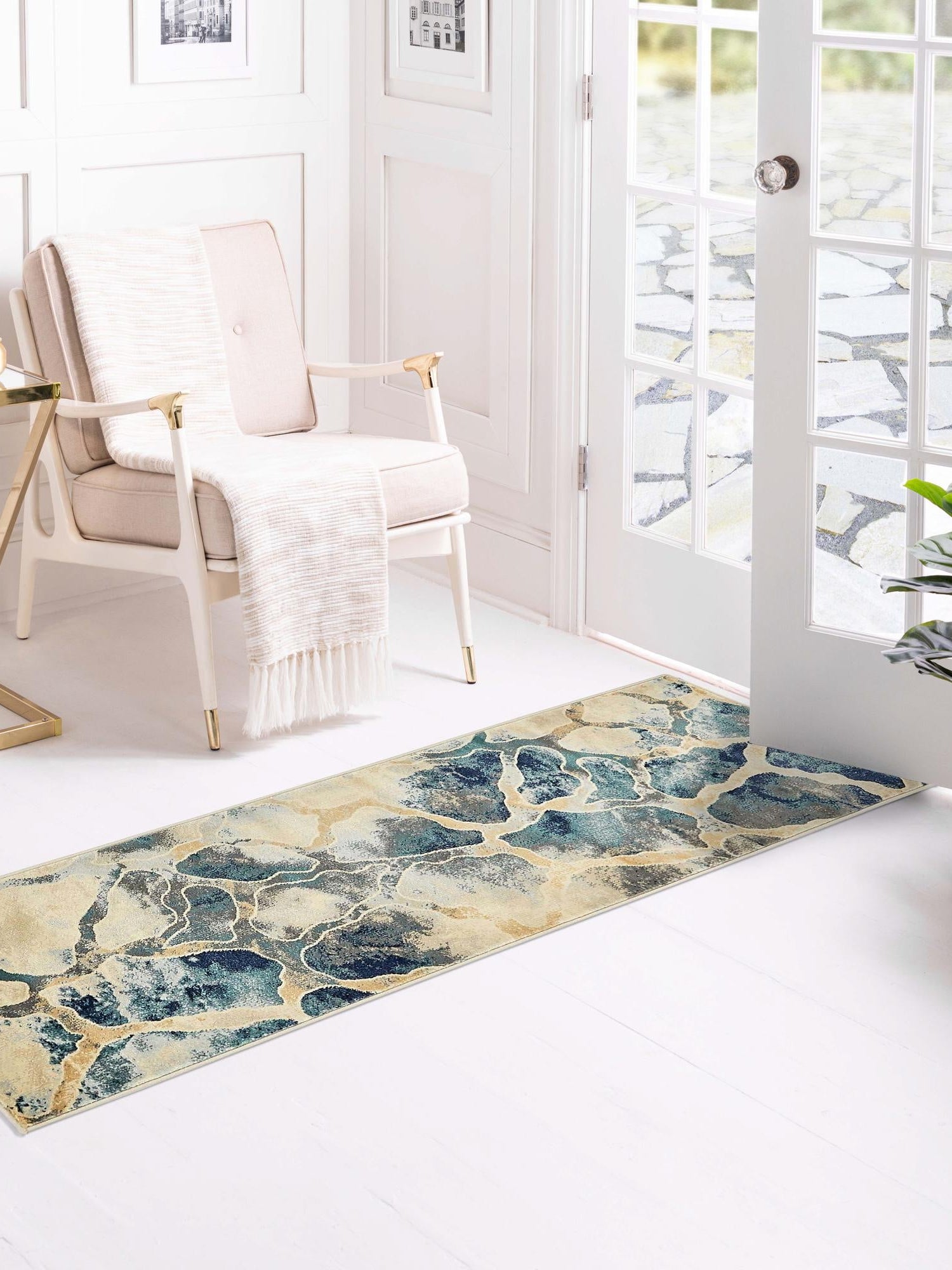 Navy Blue 2' 7 x 10' Mystic Runner Area Rug 100% Polypropylene Abstract Modern Carpet for Living Rooms, Dining, Bedrooms, Office for Sale at Rug Engine