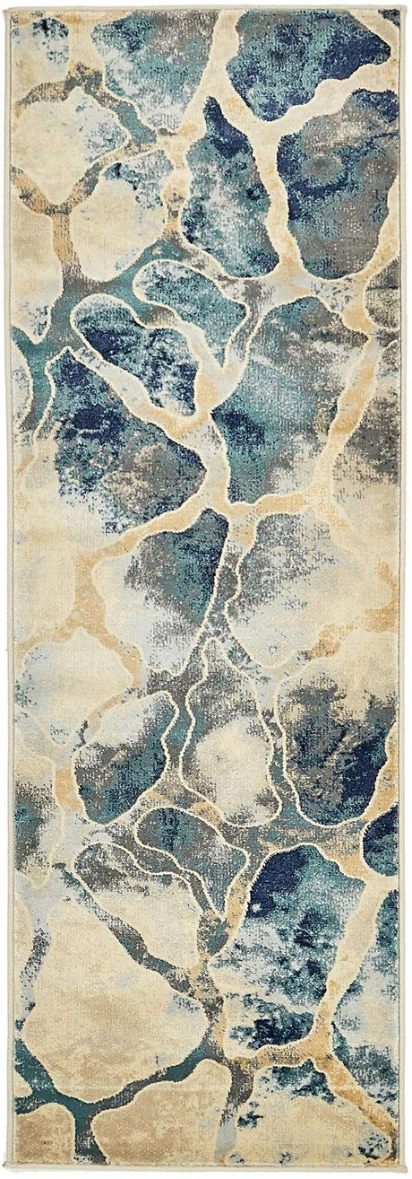 Navy Blue 2' x 6' Mystic Runner Area Rug 100% Polypropylene Abstract Modern Carpet for Living Rooms, Dining, Bedrooms, Office for Sale at Rug Engine