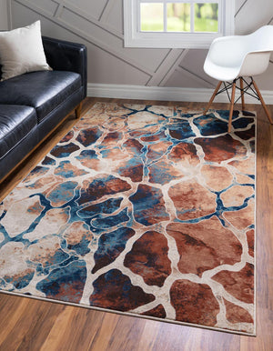 Brick Red 4' 1 x 6' 1 Mystic Rectangle Area Rug 100% Polypropylene Abstract Modern Carpet for Living Rooms, Dining, Bedrooms, Office for Sale at Rug Engine