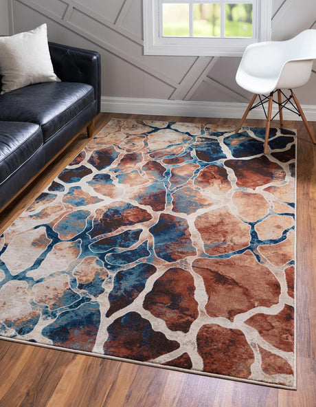 Brick Red 9' x 12' 2 Mystic Rectangle Area Rug 100% Polypropylene Abstract Modern Carpet for Living Rooms, Dining, Bedrooms, Office for Sale at Rug Engine