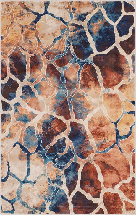 Brick Red 5' 1 x 8' Mystic Rectangle Area Rug 100% Polypropylene Abstract Modern Carpet for Living Rooms, Dining, Bedrooms, Office for Sale at Rug Engine