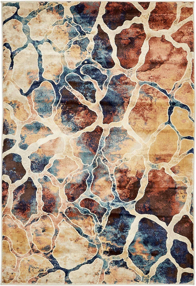 Brick Red 4' 1 x 6' 1 Mystic Rectangle Area Rug 100% Polypropylene Abstract Modern Carpet for Living Rooms, Dining, Bedrooms, Office for Sale at Rug Engine