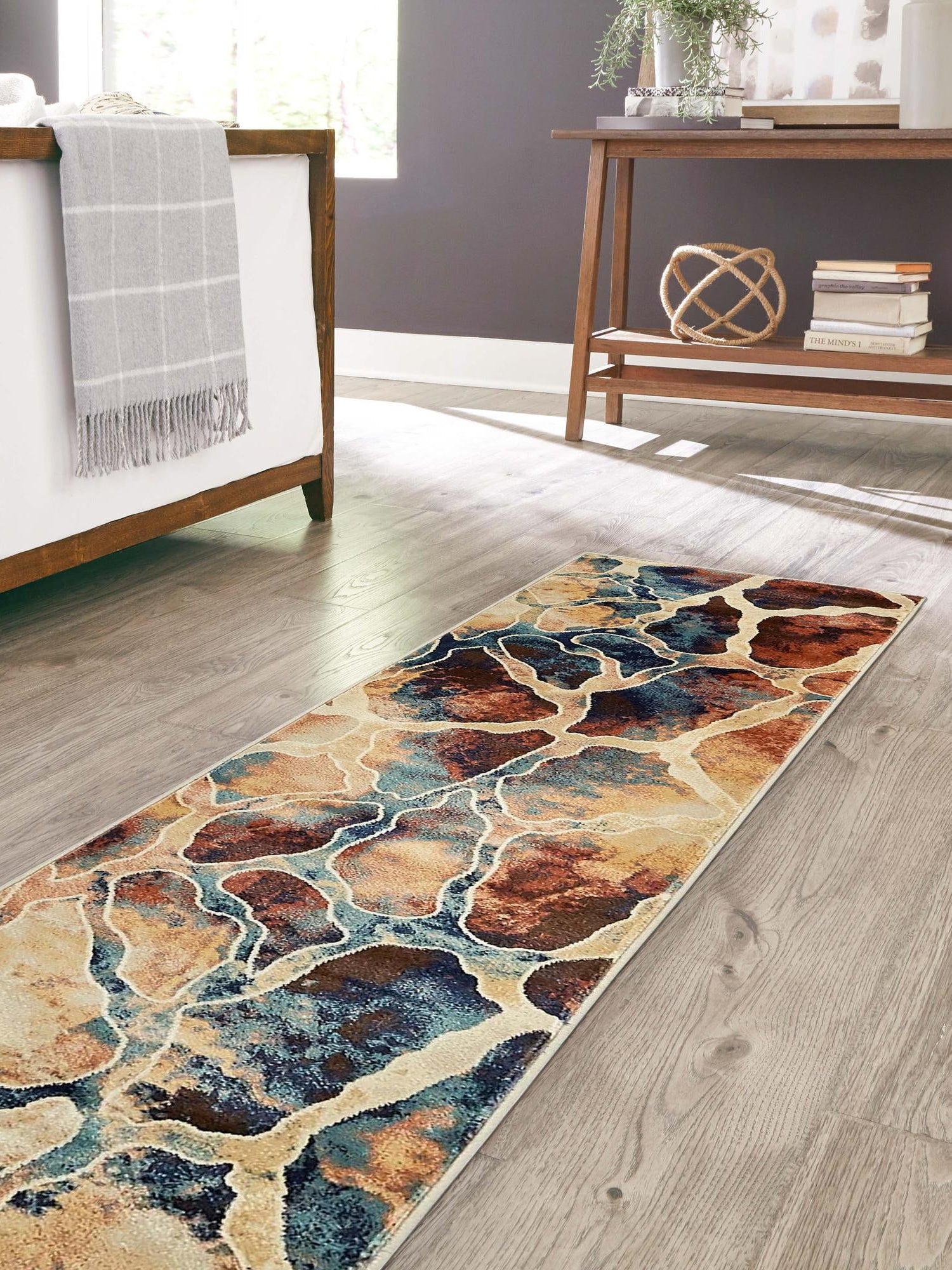 Brick Red 2' x 5' 1 Mystic Runner Area Rug 100% Polypropylene Abstract Modern Carpet for Living Rooms, Dining, Bedrooms, Office for Sale at Rug Engine