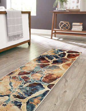 Brick Red 2' 7 x 10' Mystic Runner Area Rug 100% Polypropylene Abstract Modern Carpet for Living Rooms, Dining, Bedrooms, Office for Sale at Rug Engine