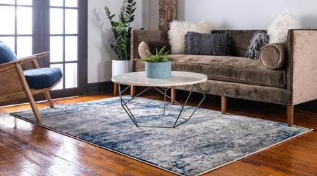 Navy Blue 7' 1 x 10' Mystic Rectangle Area Rug 100% Polypropylene Abstract Modern Carpet for Living Rooms, Dining, Bedrooms, Office for Sale at Rug Engine