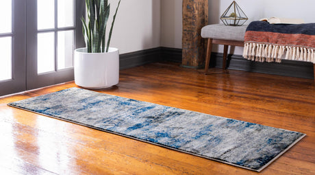 Navy Blue 2' 7 x 10' Mystic Runner Area Rug 100% Polypropylene Abstract Modern Carpet for Living Rooms, Dining, Bedrooms, Office for Sale at Rug Engine