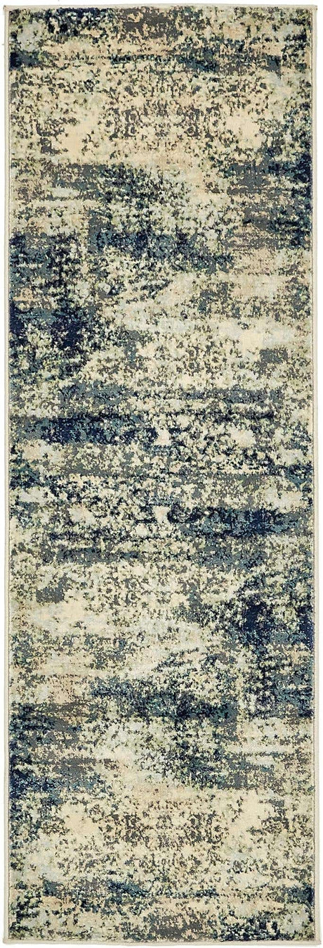 Navy Blue 2' x 6' Mystic Runner Area Rug 100% Polypropylene Abstract Modern Carpet for Living Rooms, Dining, Bedrooms, Office for Sale at Rug Engine