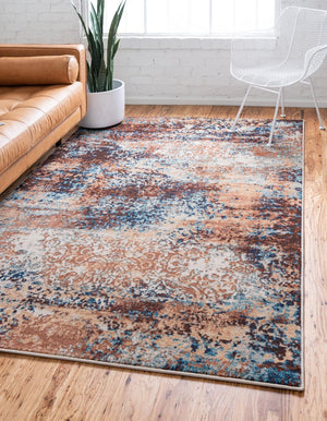 Brick Red 5' 1 x 8' Mystic Rectangle Area Rug 100% Polypropylene Abstract Modern Carpet for Living Rooms, Dining, Bedrooms, Office for Sale at Rug Engine