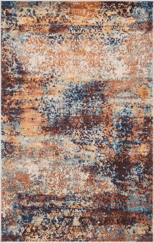 Brick Red 5' 1 x 8' Mystic Rectangle Area Rug 100% Polypropylene Abstract Modern Carpet for Living Rooms, Dining, Bedrooms, Office for Sale at Rug Engine