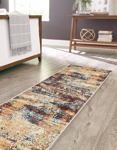 Brick Red 2' x 6' 1 Mystic Runner Area Rug 100% Polypropylene Abstract Modern Carpet for Living Rooms, Dining, Bedrooms, Office for Sale at Rug Engine