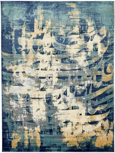Navy Blue 9' x 12' 2 Mystic Rectangle Area Rug 100% Polypropylene Abstract Modern Carpet for Living Rooms, Dining, Bedrooms, Office for Sale at Rug Engine
