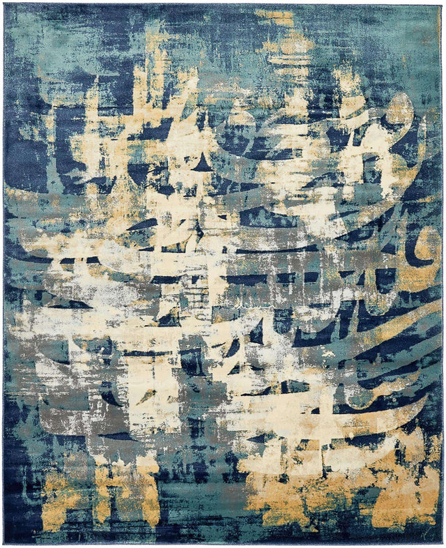 Navy Blue 8' x 10' Mystic Rectangle Area Rug 100% Polypropylene Abstract Modern Carpet for Living Rooms, Dining, Bedrooms, Office for Sale at Rug Engine