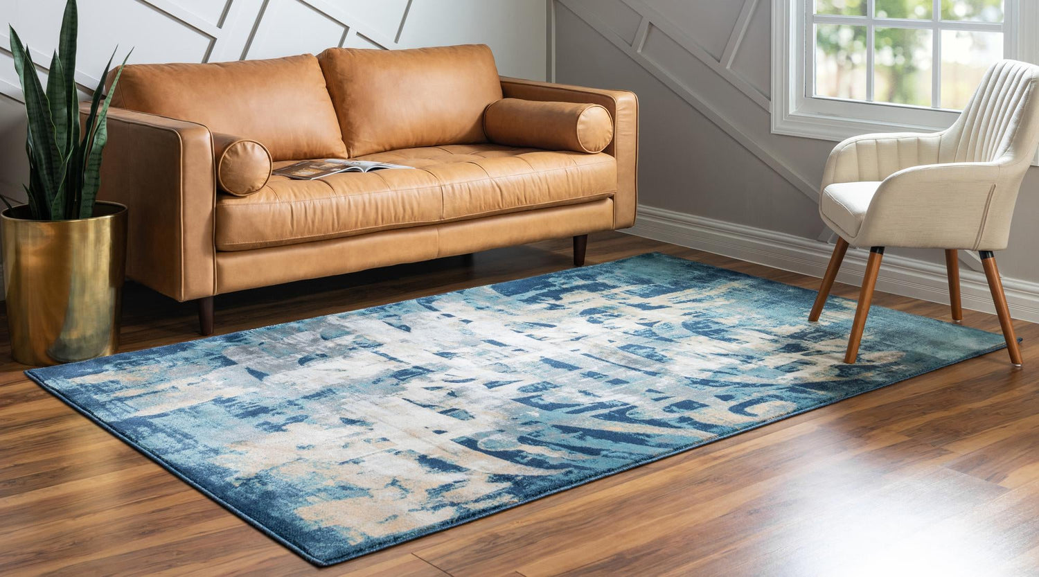 Navy Blue 9' x 12' 2 Mystic Rectangle Area Rug 100% Polypropylene Abstract Modern Carpet for Living Rooms, Dining, Bedrooms, Office for Sale at Rug Engine