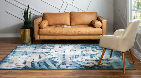 Navy Blue 8' x 10' Mystic Rectangle Area Rug 100% Polypropylene Abstract Modern Carpet for Living Rooms, Dining, Bedrooms, Office for Sale at Rug Engine