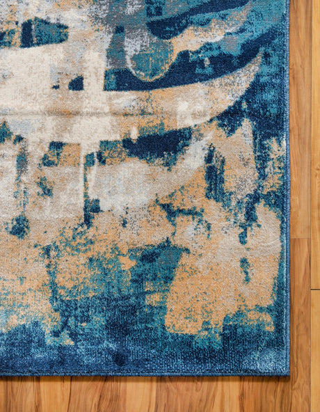 Navy Blue 8' x 10' Mystic Rectangle Area Rug 100% Polypropylene Abstract Modern Carpet for Living Rooms, Dining, Bedrooms, Office for Sale at Rug Engine