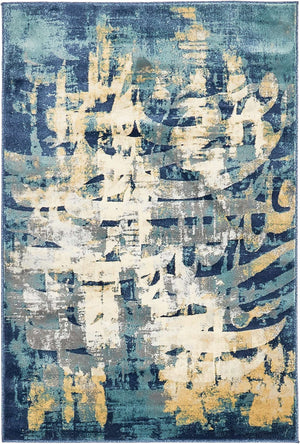 Navy Blue 4' 1 x 6' 1 Mystic Rectangle Area Rug 100% Polypropylene Abstract Modern Carpet for Living Rooms, Dining, Bedrooms, Office for Sale at Rug Engine