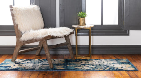 Navy Blue 2' x 6' 1 Mystic Runner Area Rug 100% Polypropylene Abstract Modern Carpet for Living Rooms, Dining, Bedrooms, Office for Sale at Rug Engine