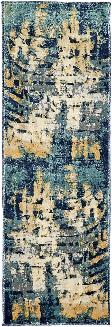 Navy Blue 2' x 6' 1 Mystic Runner Area Rug 100% Polypropylene Abstract Modern Carpet for Living Rooms, Dining, Bedrooms, Office for Sale at Rug Engine