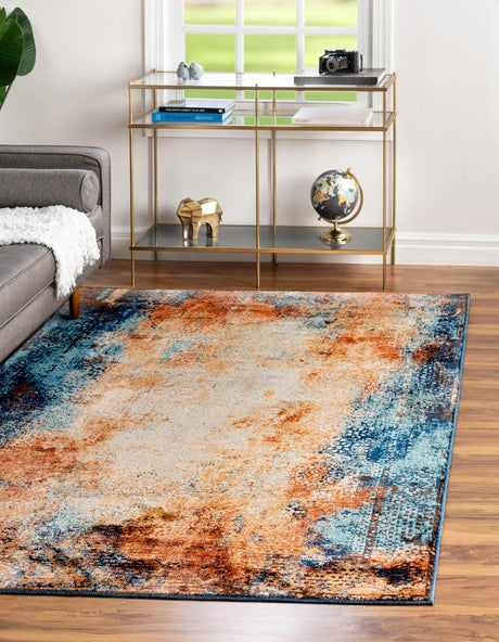 Brick Red 5' 1 x 8' Mystic Rectangle Area Rug 100% Polypropylene Abstract Modern Carpet for Living Rooms, Dining, Bedrooms, Office for Sale at Rug Engine