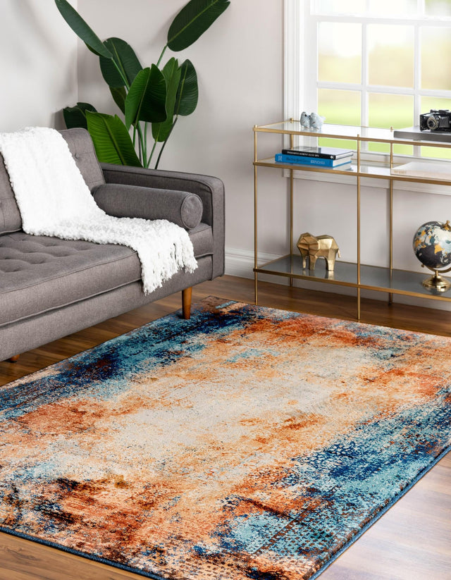 Brick Red 5' 1 x 8' Mystic Rectangle Area Rug 100% Polypropylene Abstract Modern Carpet for Living Rooms, Dining, Bedrooms, Office for Sale at Rug Engine