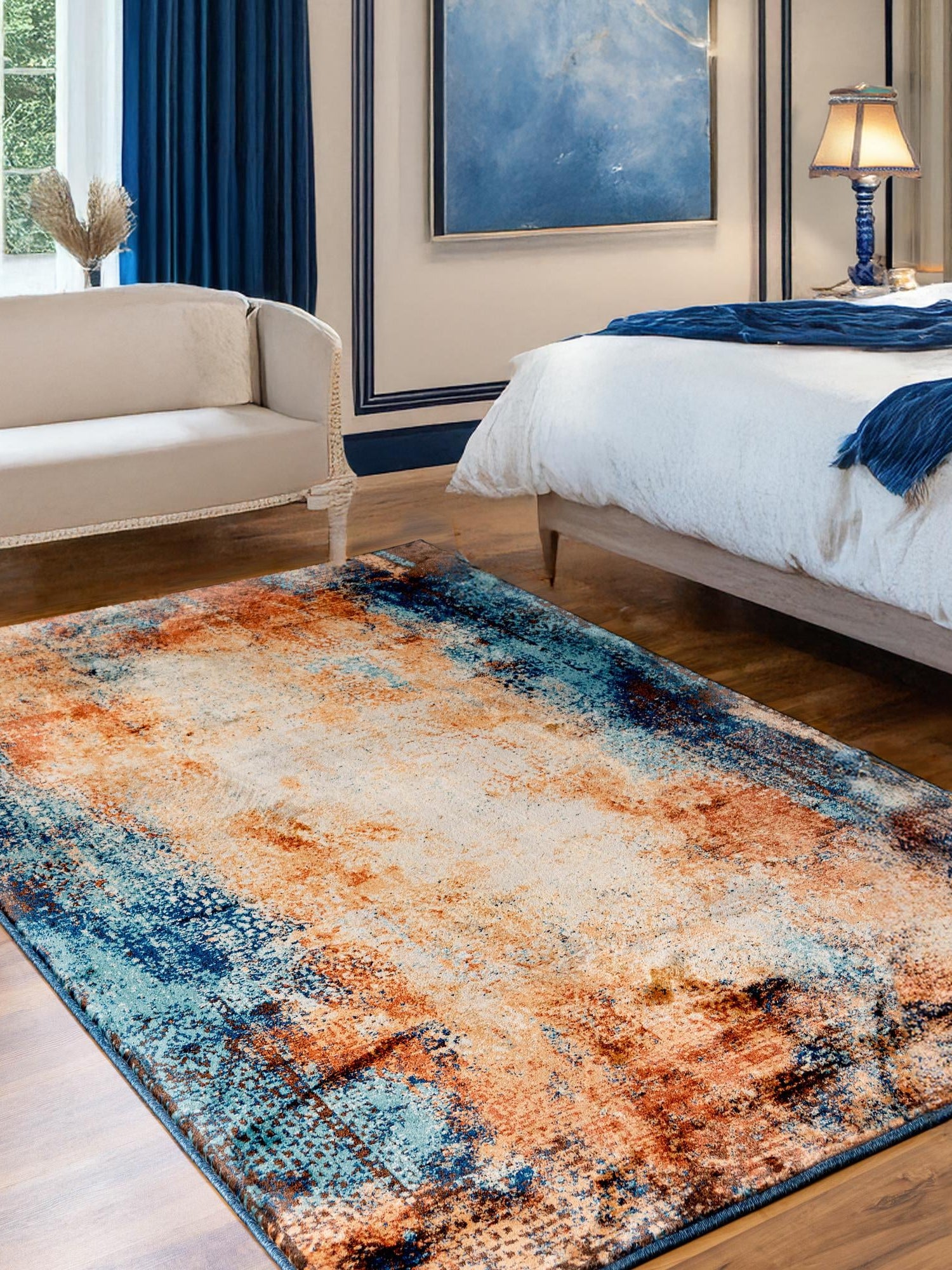 Brick Red 4' x 6' Mystic Rectangle Area Rug 100% Polypropylene Abstract Modern Carpet for Living Rooms, Dining, Bedrooms, Office for Sale at Rug Engine