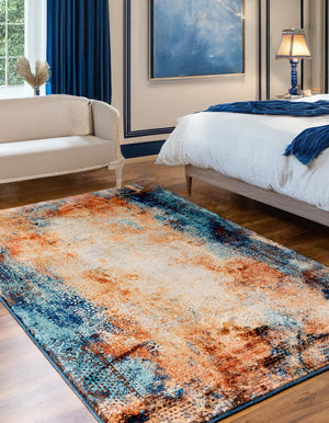 Brick Red 4' x 6' Mystic Rectangle Area Rug 100% Polypropylene Abstract Modern Carpet for Living Rooms, Dining, Bedrooms, Office for Sale at Rug Engine