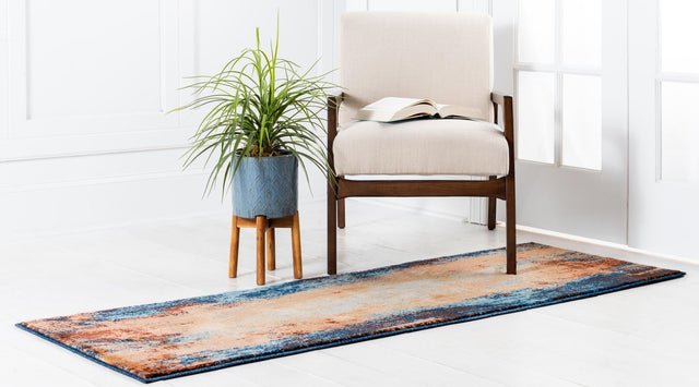 Brick Red 2' x 6' 1 Mystic Runner Area Rug 100% Polypropylene Abstract Modern Carpet for Living Rooms, Dining, Bedrooms, Office for Sale at Rug Engine