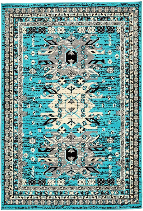 Turquoise 4' 1 x 6' 1 Taftan Rectangle Area Rug